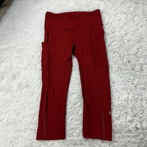 Lululemon Fast & Free Crop II *Nulux 19" Dark Sport Red
